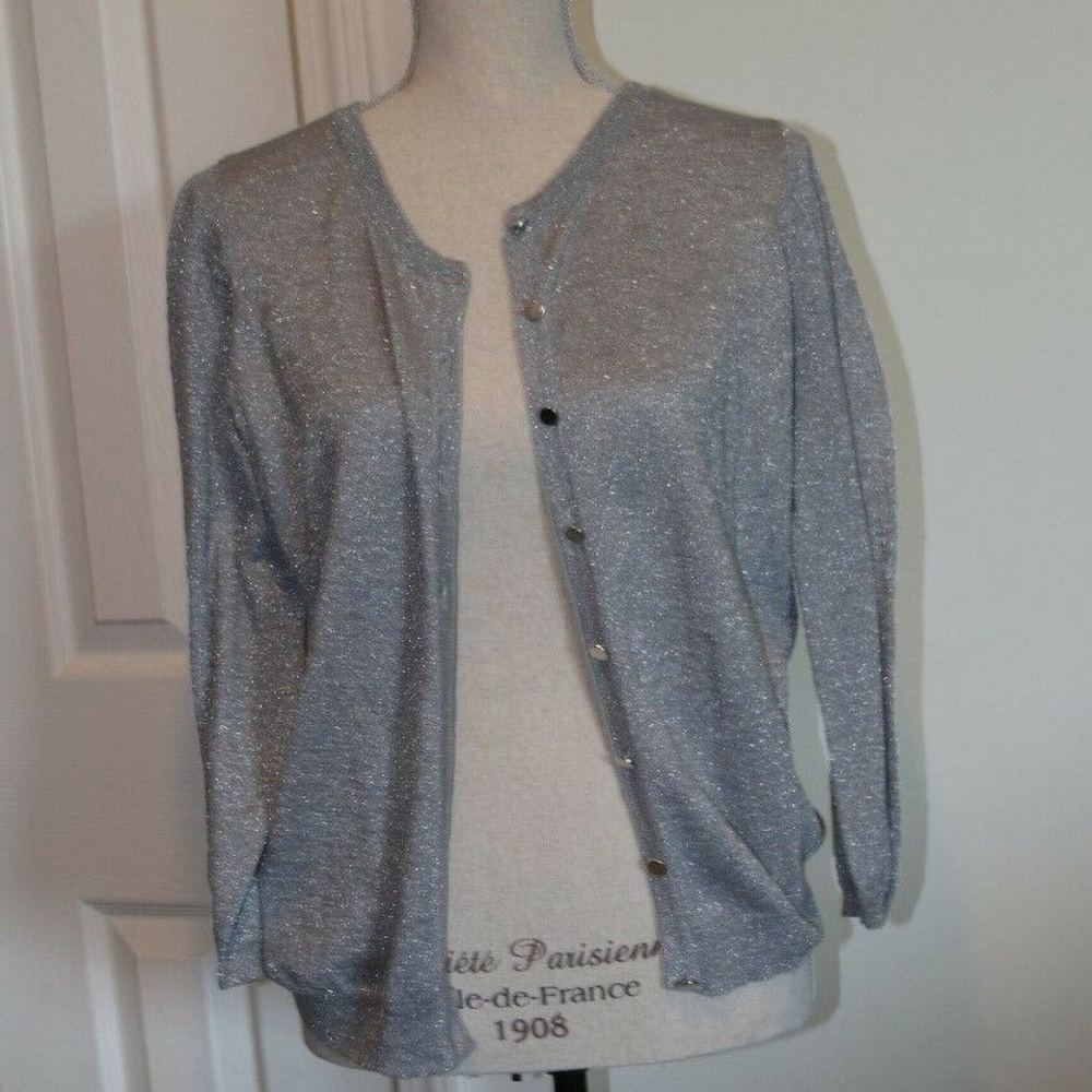 The Limited Metallic and Chiffon Cardi Gold Silver